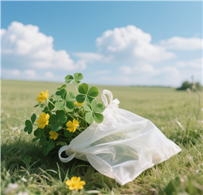 蓝天白云绿色草地四叶草图片